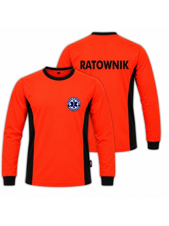 Koszulka Longsleeve Ratownik Red Fluo PRM Medyczny