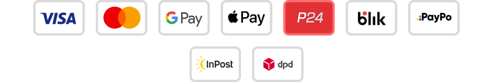 VISA · Mastercard · Google Pay · Apple Pay · Przelewy24 · BLIK · PayPo · InPost · DPD